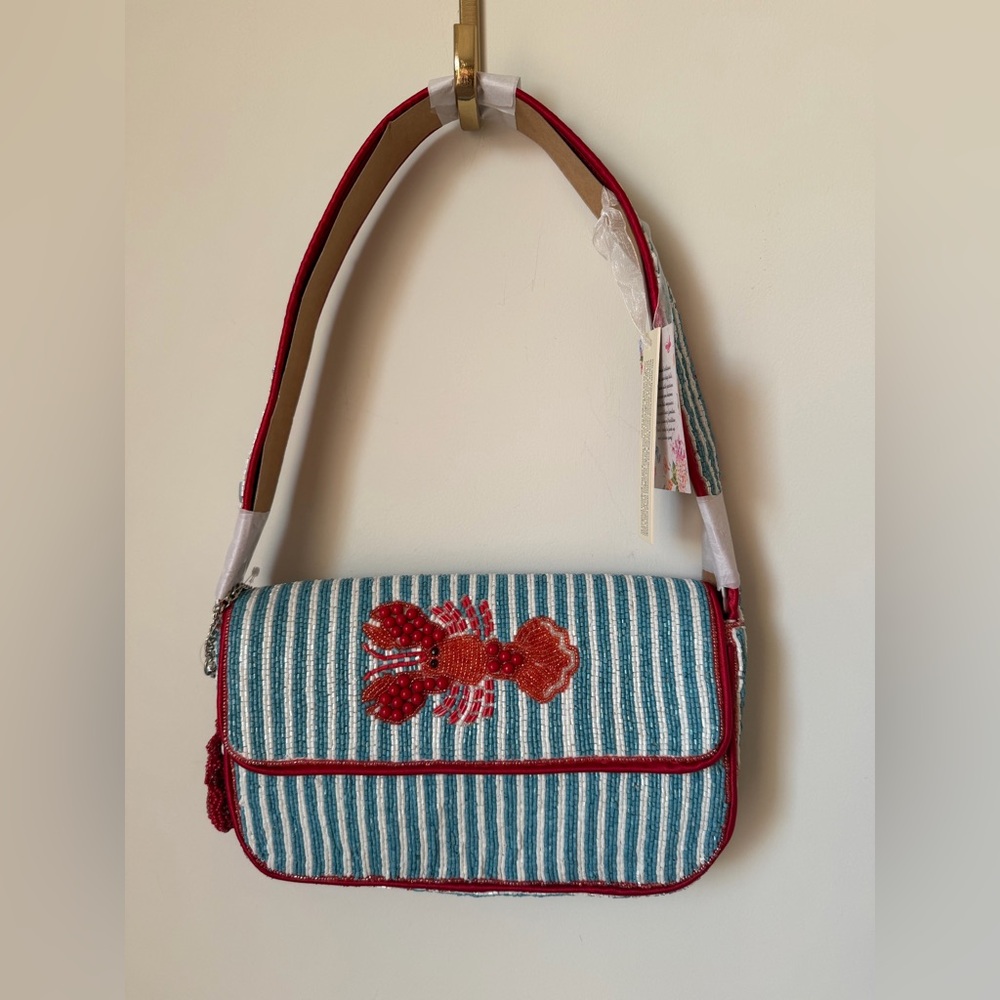 Viral Beaded Lobster Striped Shoulder Bag
